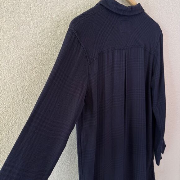 Rails Bianca Long Sleeve Tunic Dress Women’s M Charcoal Shadow Plaid Button Up - Picture 12 of 14